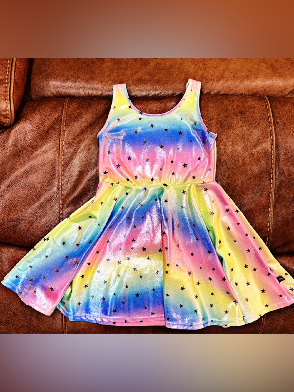 Pixielane Girls' Rainbow Star Sleeveless Skater Dress size 7